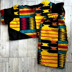 Handmade Boys Short Sleeve Ankara African Print 2 Piece Set Toddler 2T-3T